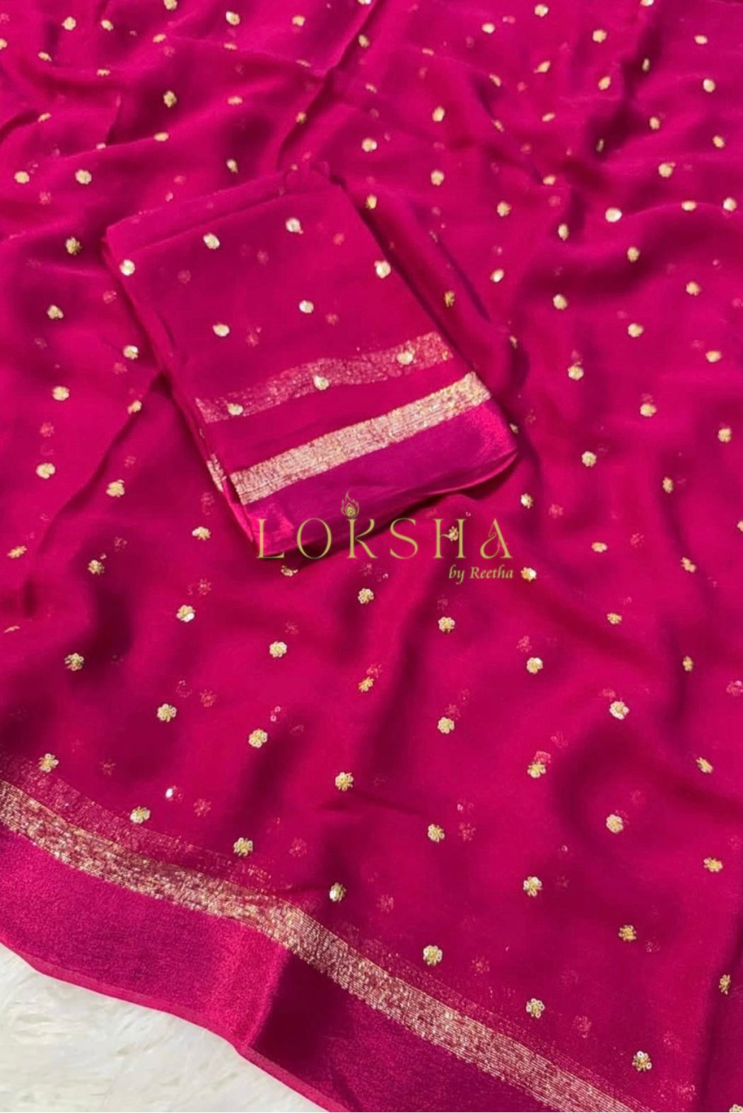 SONIA - Pure Viscose Saree (Rani Pink)