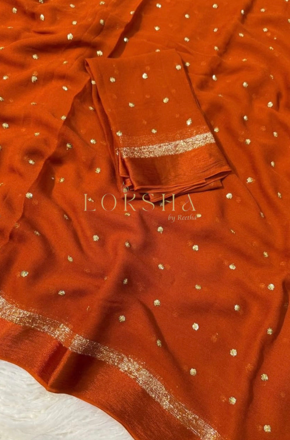 SONIA - Pure Viscose Saree (Rust Orange)