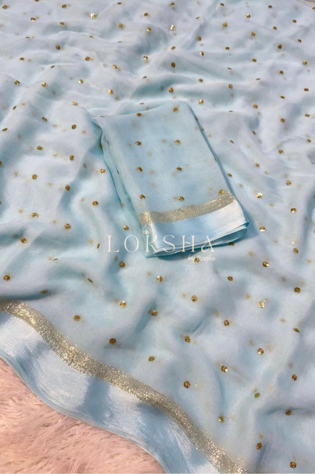 SONIA - Pure Viscose Saree (Sky Blue)