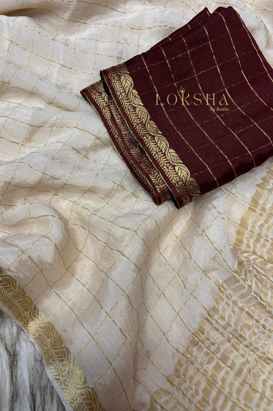 KAVYA - Pure Chinnon Chex Saree