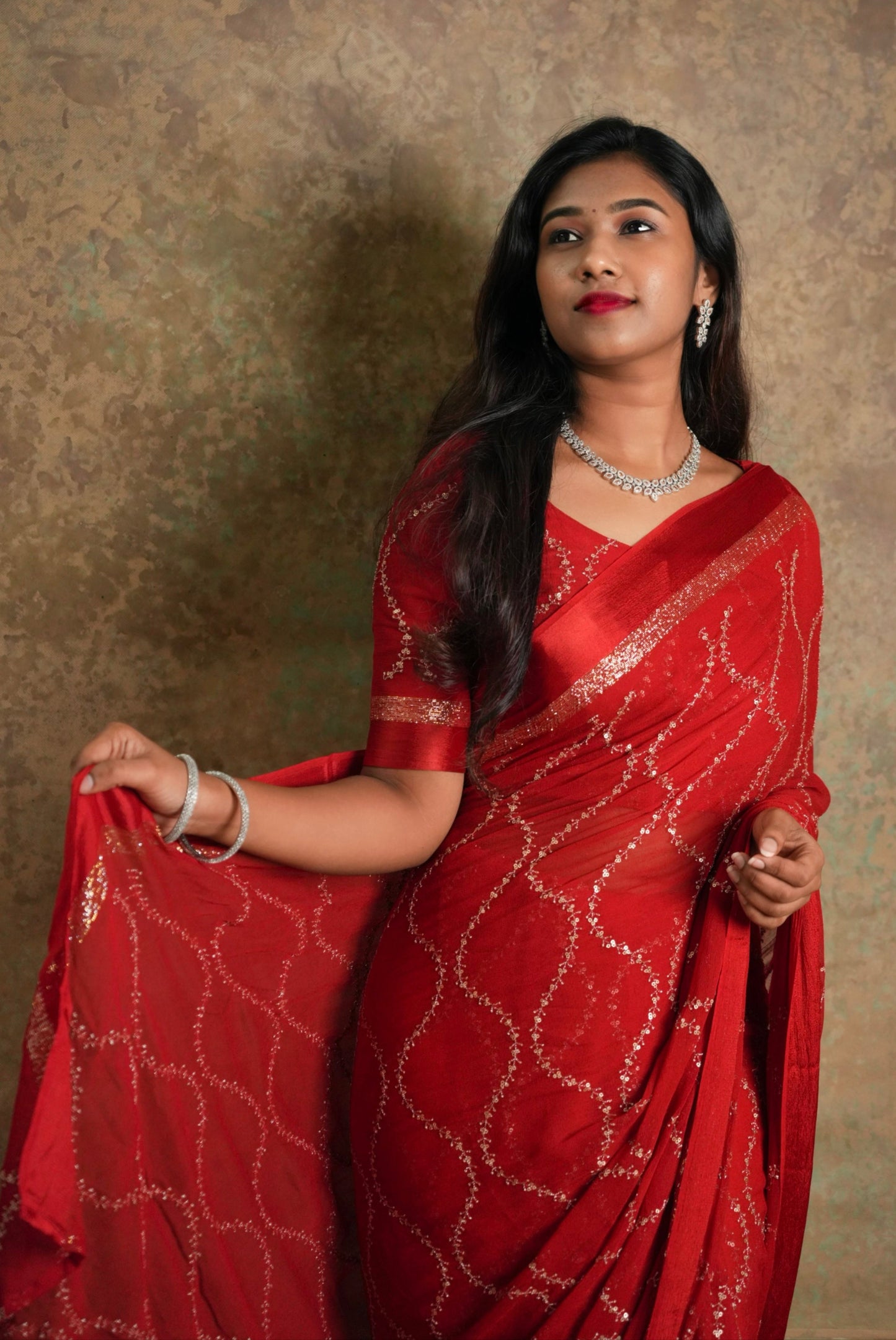 ROSHINI - Pure Viscose Saree (Red)